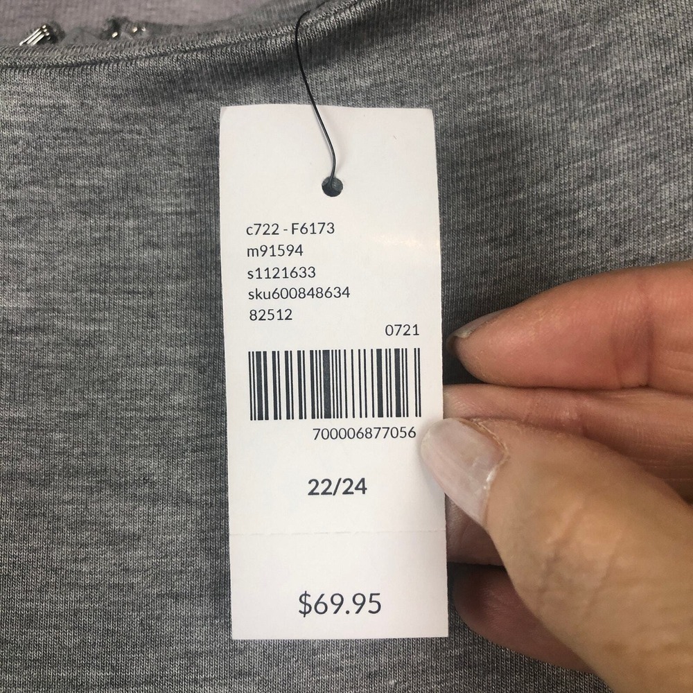 Lane Bryant Midi Dress 22 / 24 Gray Ruched High Neck Short Sleeve Stretch NEW! - Picture 11 of 13